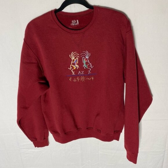Vintage Fruit Of The Loom Red Embroidered Arizona Crew Neck Sweatshirt M - Picture 1 of 14